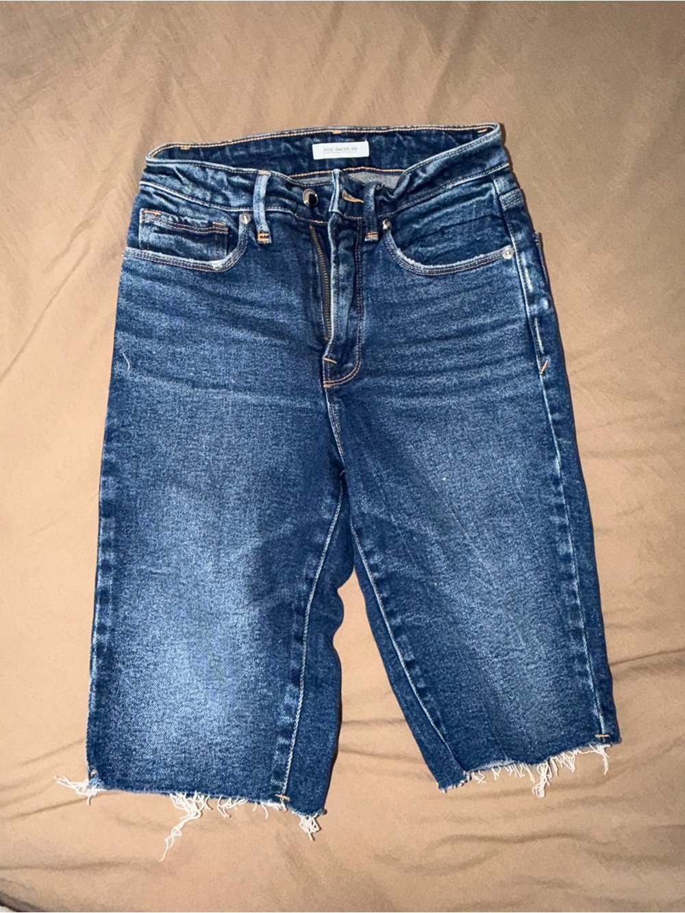 Good American Dark Indigo Denim Bermuda Shorts
